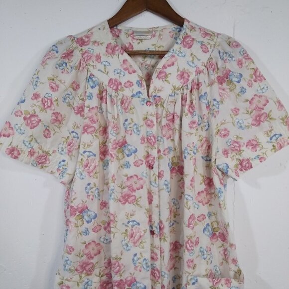 SimplyBasic Vintage 80s  Women Floral Quilted V-Neck‎ Nightgown Medium - Picture 3 of 13